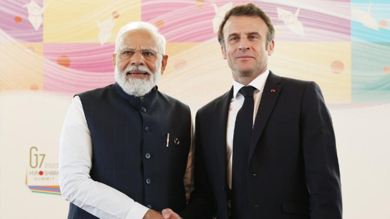 PM Modi holds bilateral meeting with French President Macron on sidelines of G7 Summit